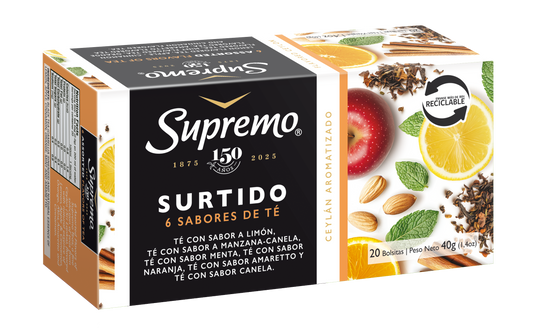 Té Surtido 6 Sabores, 20 bolsitas