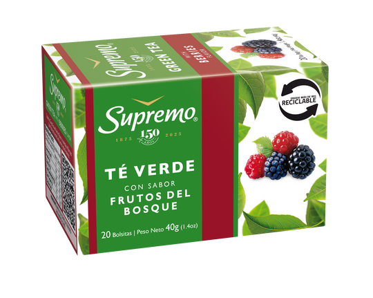 Té verde con sabor a Frutos del Bosque, 20 bolsitas