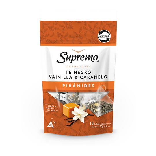 2x Pirámides Té Negro Vainilla Caramelo, 10 bolsitas