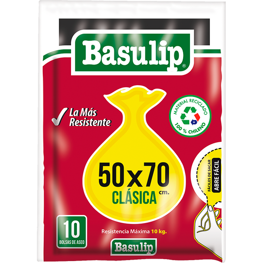 Bolsa Aseo Basulip Plana 50x70 cms. 10 Un.