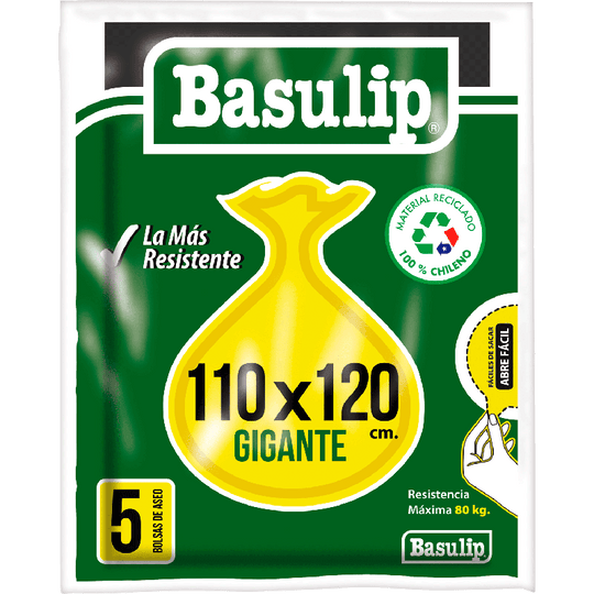 Bolsa Aseo Basulip Plana 110x120 cms. 5 Un.